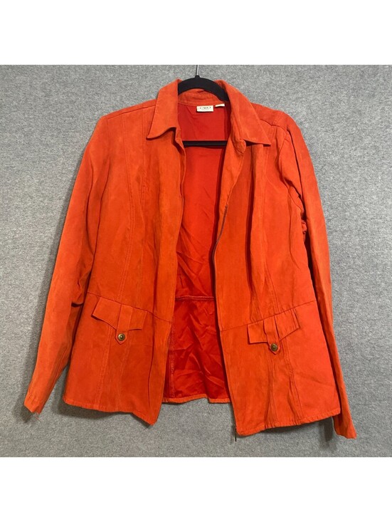 Cato Jackets & Blazers - Cato Woman Faux Suede Jacket Plus Size 14/16W Orange Zip Front Snap Pockets